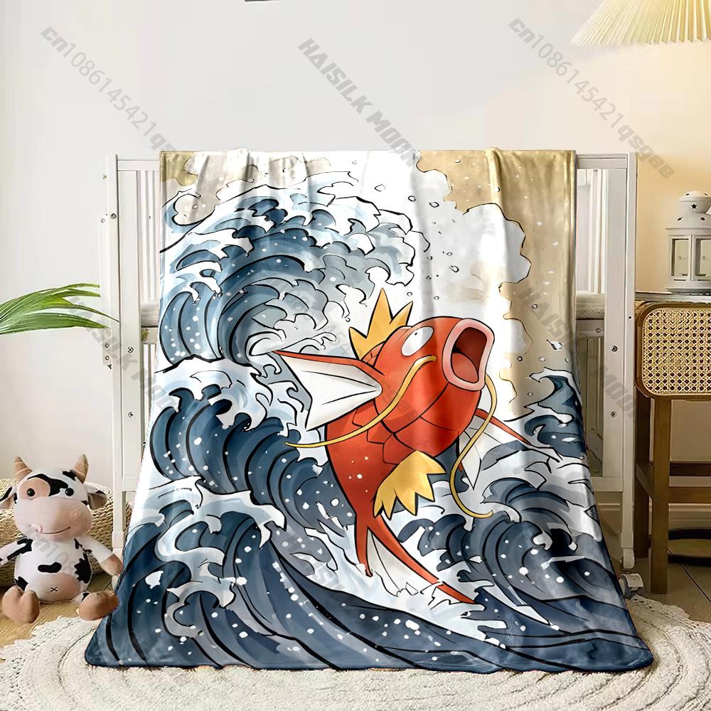 Best Seller! Classic Japanese Anime Pokemon Card Retro Charizard Print Blanket Home Travel Blanket Sofa Bedding Cover Blanket