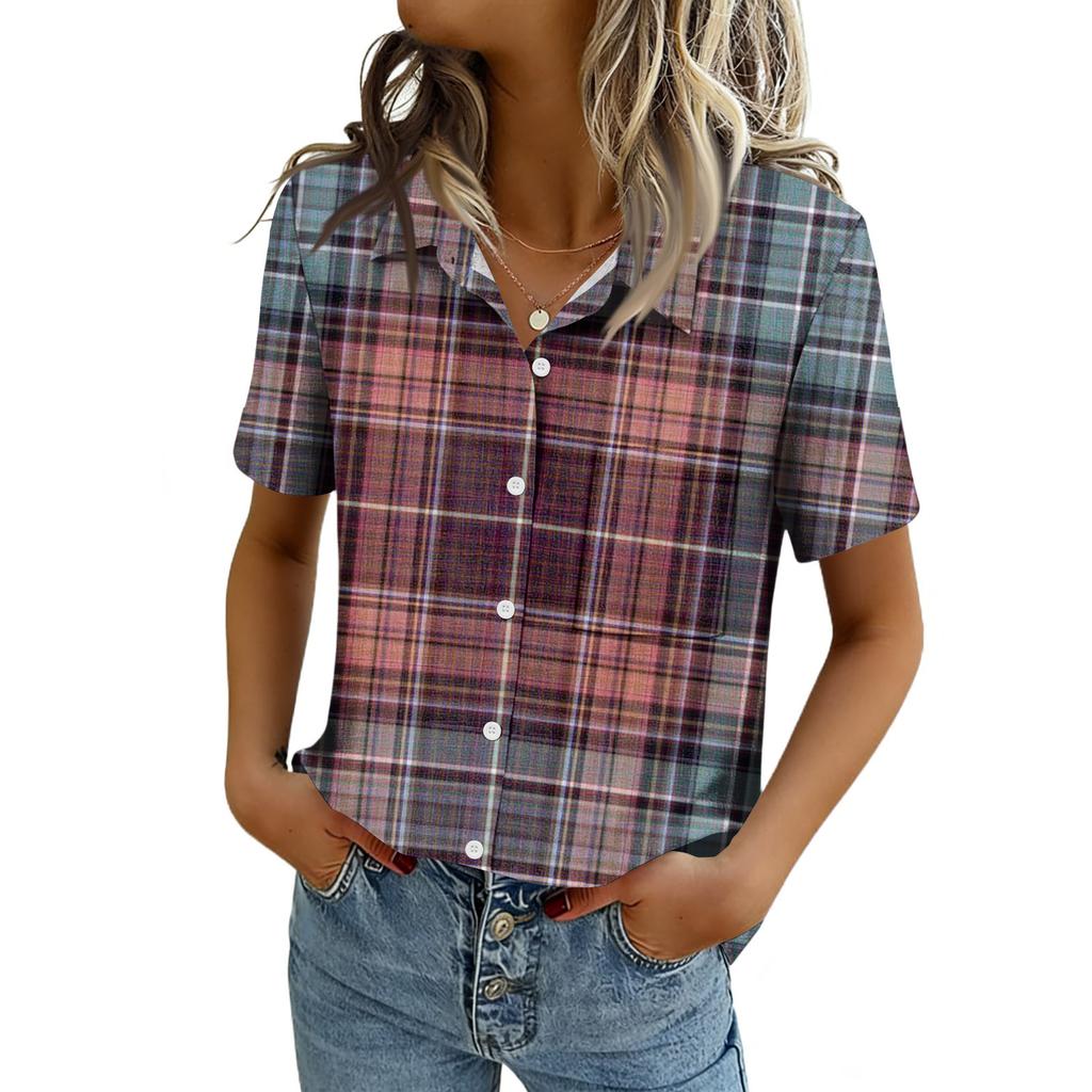 Blusas para Mujer de Manga Corta Camisas con Botones Tops de Trabajo Casual Elegante Ropa de Verano Primavera