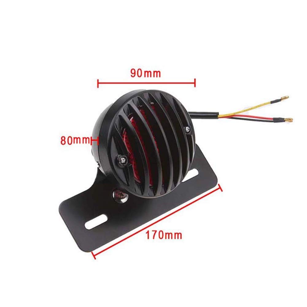 ONGMEIL Motorcycle Tail Lamp Round with Number Stay Magna Shadow