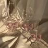 Rosa Große Schleife Glas Dekor Glas Tasse Kelch Schleifenhenkel Gläser Hitzebeständig Hohes Borosilikat Dessert Eisbecher Schüssel