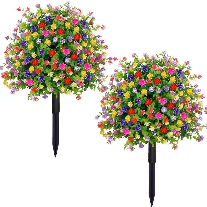 Artificial Flower,Artificial Petunias With Ground Stake, 18" Outdoor Faux Flowers For Garden, Yard, Planter And Porch