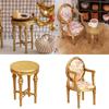1/12 Scale Wooden Dollhouses Furniture Set Mini Wooden Table And Chair For Kids Floral Pattern