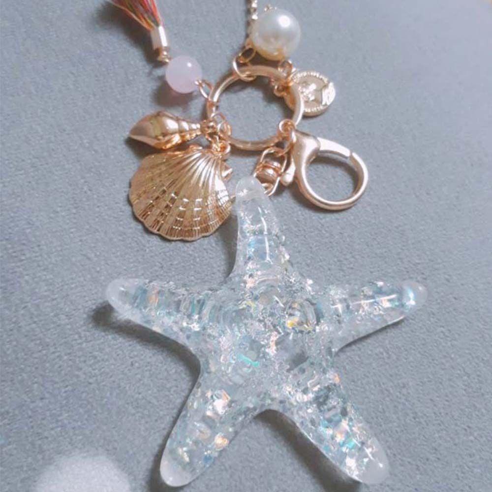 Crystal Women Starfish Accessories Shell Pearl Shell Keychain Key Chains Starfish Keychain Key Ring