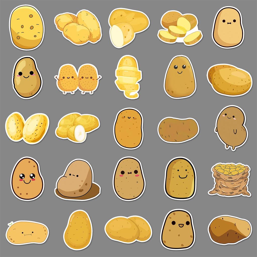 50pcs Waterproof Potato Doodle Cartoon Stickers for Phone Cases and Suitcases