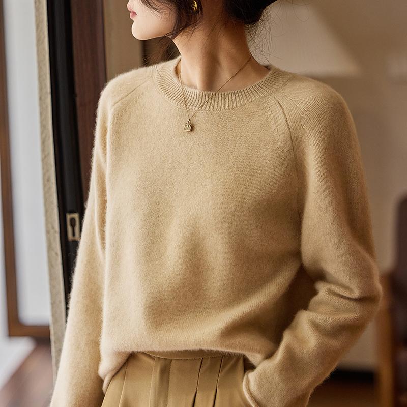 Women's Cashmere Sweater Qinghe Cashmere 30% Cashmere 70% Wool Autumn and Winter Pullover Warm and Fashionable