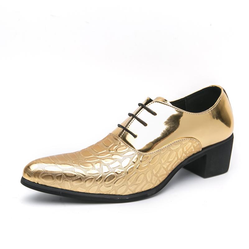 Luxury Brand Pointed Chelsea Shoes Lace Up Luxury Gold Party Men's Formal Shoes High-end Business Casual Shoes for Men's