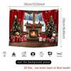 2D Flat Winter Christmas Garage Banner, Cozy Fireplace & Snowy Window Party Background