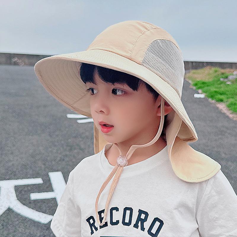 1083 Spring and Summer Children's Hats Boys and Girls Outdoor Sun Protection Visor Big Brim Shawl Neck Bucket Hat