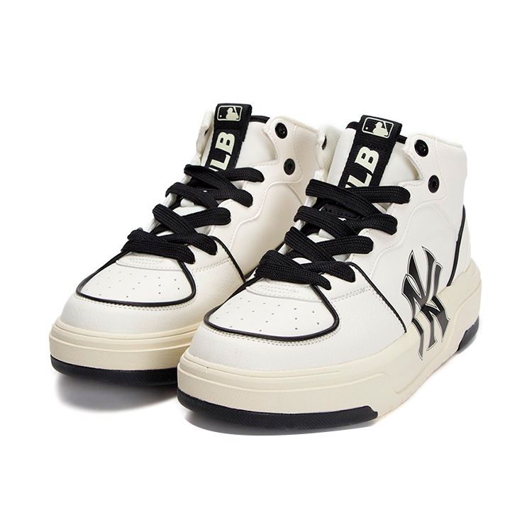 MLB Chunky Liner High New York Yankees PU Fashion High-Top Sneakers Unisex Sneakers White 3ASXCB12N-50IVS