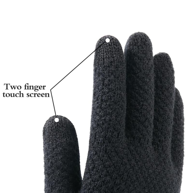 Thick Knitted Men Winter Gloves Imitation Cashmere Two Layer Touch Screen Adult Gloves Male Outdoor Mitten Thicken Gloves
