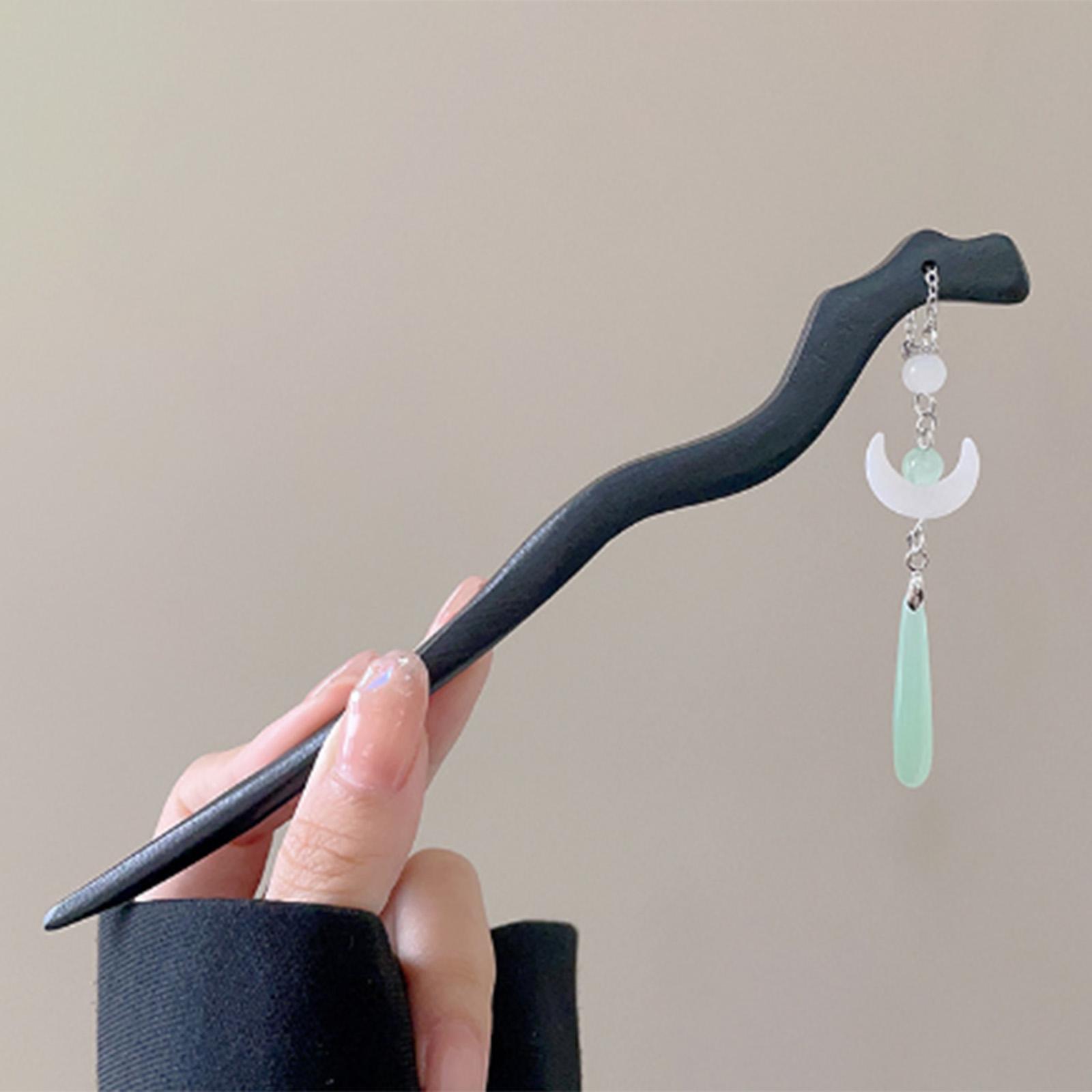 

Женская смоляная палочка для волос заколка с лунной кисточкой элегантные палочки для волос для длинных волос женщины свадьба ханьфу ципао