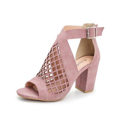 2026 Female Shoes Female Buckle Ankle Boots Women High Heels Hollow Chunky Heel Sandals Fish Mouth Ladies Pumps Large Size 36-43