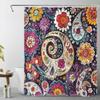 Bohemian Paisley Floral Shower Curtain Purple And Black Flower Pattern Boho Bathroom Shower Curtain Retro Abstract Bathroom
