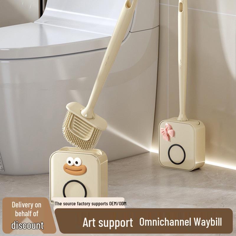 Luxury Wall-Mounted Silicone Toilet Brush Set - No Dead Angle Design