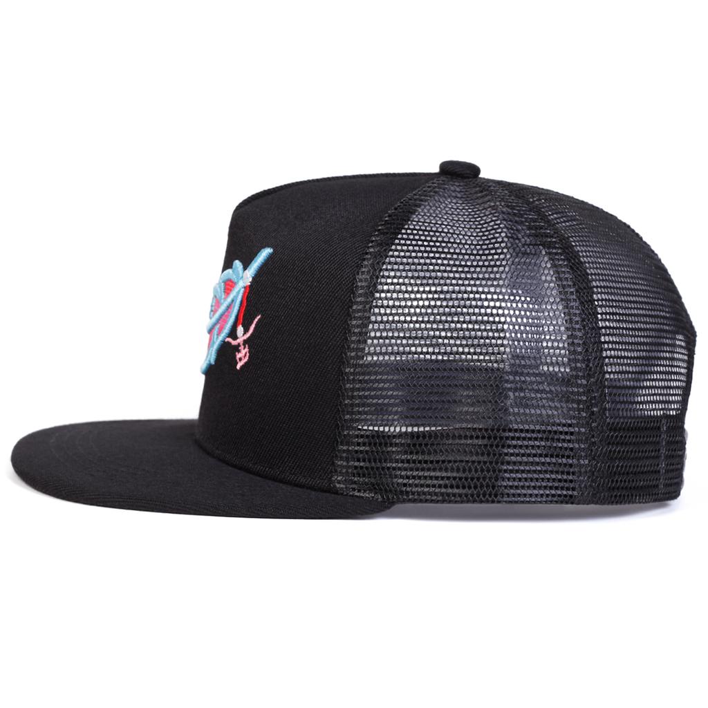 Men Feather Embroidered Hip Hop Hat Mesh Hat Outdoor Adjustable Sunscreen Leisure Hat Spring Autumn Travel Tourism Beach Vacation