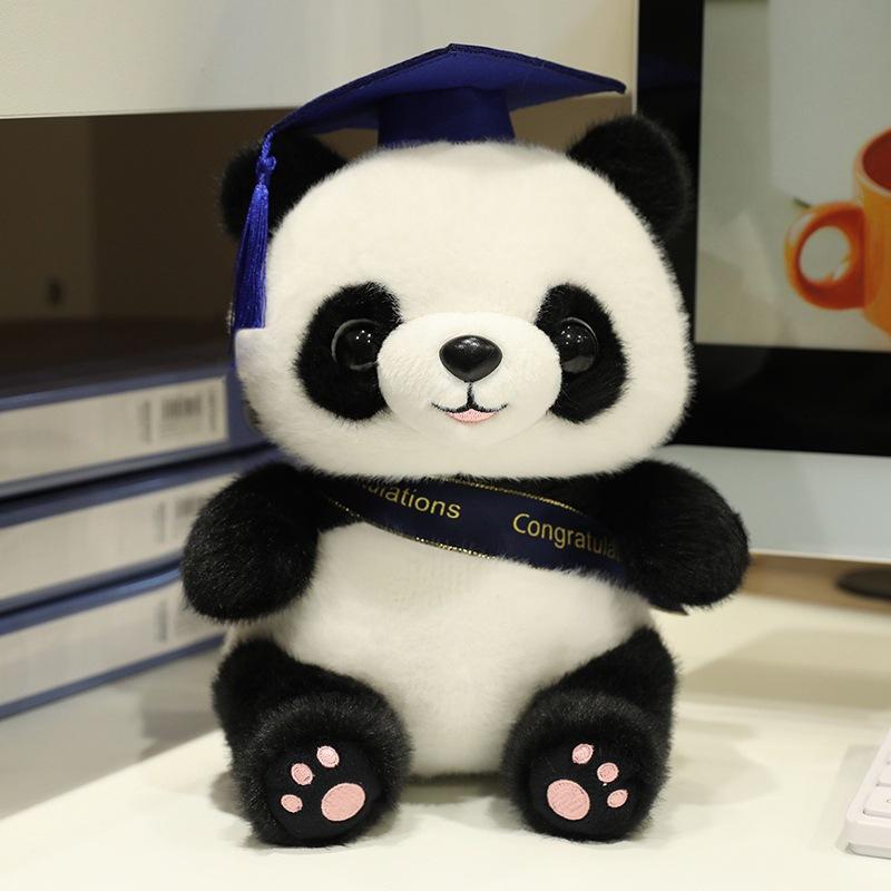 

Cute Doctor Black and White Panda Doll Plush Toy Bachelor Panda Doll Student Graduation Season Memorial Ragdoll 25cm（0.18kg）