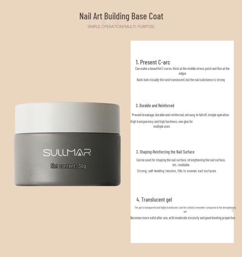 SULLMAR 30g Multifunctional Nail Art Base Gel for Strengthening, Shaping, and Extension