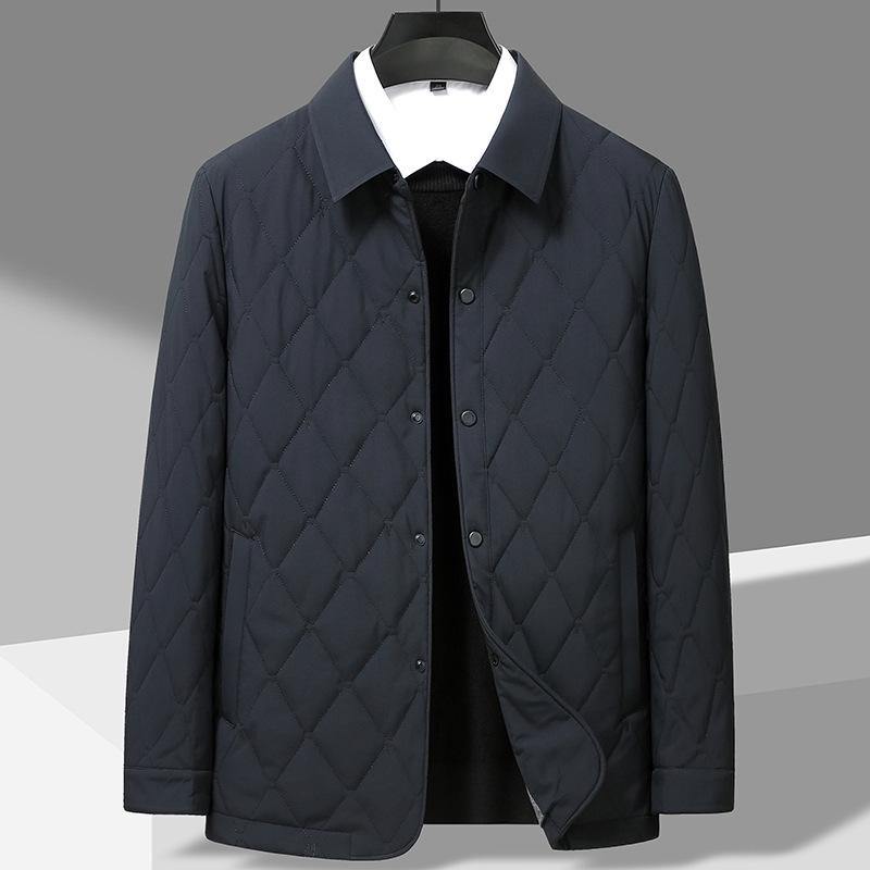 Men's 2023 Quilted Diamond Pattern Silk-Cotton Jacket - Lightweight Autumn Winter Shirt Style
