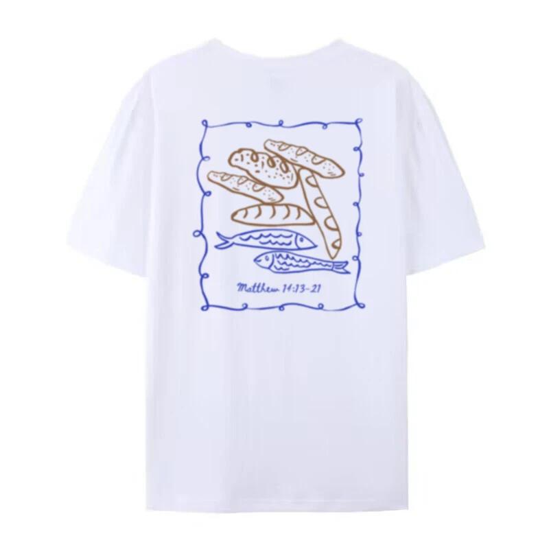 Back Print Vintage Fish Loaves Bible Verse Tshirt Women Unisex Cool Christian TShirts Cute Jesus Math Tee Shirt Faith Apparel Gift S