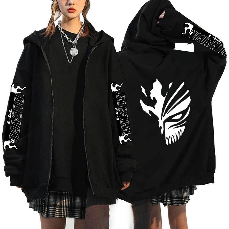 Japonské Anime Bleach Kurosaki Ichigo Potlačená Mikina s Kapucňou Pánska Dámska So Zipsom Ležérna Voľná Mikina Harajuku Unisex Bunda na Zips