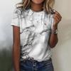 Fashion Women's Printed Basic Shirt Round Neck Short Sleeve High Neck Fashion T-shirt Polyester Fiber Round Neck Short Sleeve