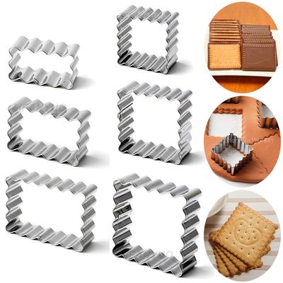 3 Stück Segensrahmen Edelstahl Keksform Welle Rechteck/Quadrat Ausstecher Hochzeit Fondant Kuchen Dekoration Backform