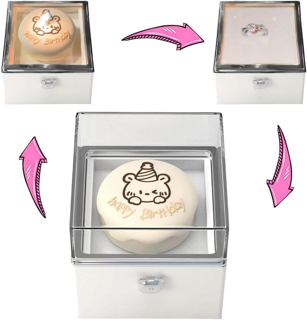 Rotating Jewelry Box, Little Bear Cake Ring Box, Pop Up Gift Box, Romantic Birthday Surprise Rotating Ring Box With Candles, Val