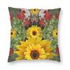 Sunflowers Geraniums Garden Square Pillowcase Polyester Linen Velvet Creative Zip Decor Throw Pillow Case Home Cushion Cover