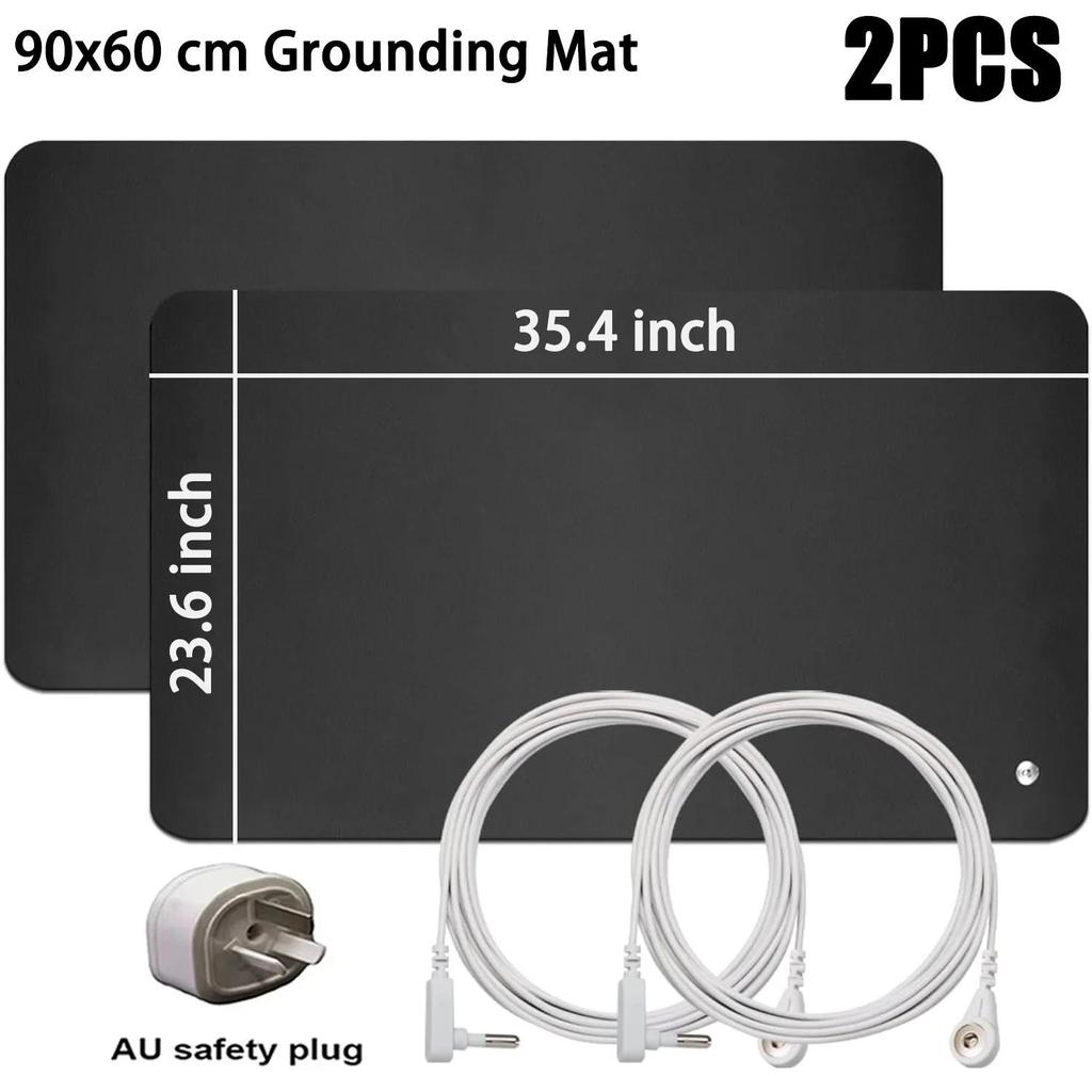 Tappetino di messa a terra grande (90x60cm) con cavo di connessione da 15 piedi - Tappetino di messa a terra premium per il rilascio statico, benessere e protezione dalle onde elettromagnetiche