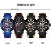 Sanda Men's Six-Needle Quartz Chronograph Calendar Silicone Strap Watch