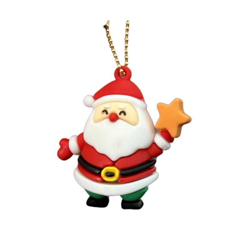 5pcs/set Car Interior Decorative Rearview Mirror Hanging Ornament Cute Deer Christmas Tree Gift Santa Creative Pendant