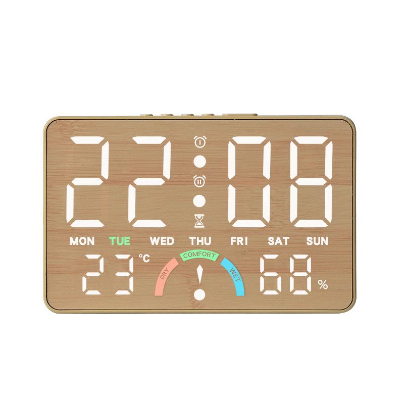 GH9007 Multifunctional LED Clock: Wall & Table-Top, Large Screen, Shows Time, Temperature & Humidity, Alarm Feature