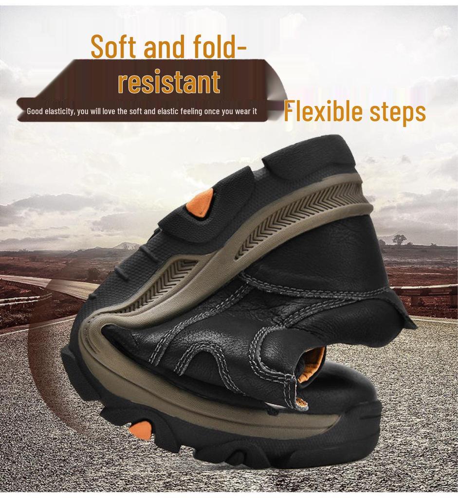Autumn/Winter 2022 Men's Korean Style Leather Hiking Shoes - Trendy, Breathable, Casual.