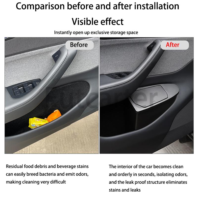 For Tesla Model Y Juniper 2025 Car Door Storage Box Multi Functional Front Door Storage Trash Can Car Interior Accessories