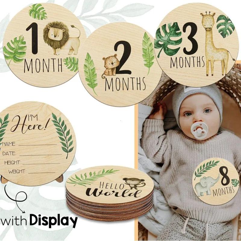Card Cards 7PCS Newborn Photography Props Wooden Monthly Milestone Baby Shower Gift Present for Boys Girls Girls Pregnancy Growth Announcement