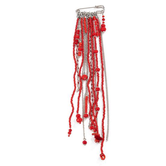 Beaded Tassel Pin Brooch Boho Chain Tassel Brooch Retro Dangle Brooch