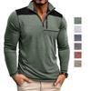 Erkek Üstleri Stand Yaka Uzun Kollu Tişörtler Kontrast Renkli Sweatshirtler Fermuarlı Göğüs Cebi Sonbahar İlkbahar Günlük Spor Giyim