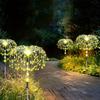 4PACK Outdoor Solar Lighting Copper Flash Post Light, LED 8 Modes Garden Landscape Light, Stainless Steel Rod with Light Source Sensor