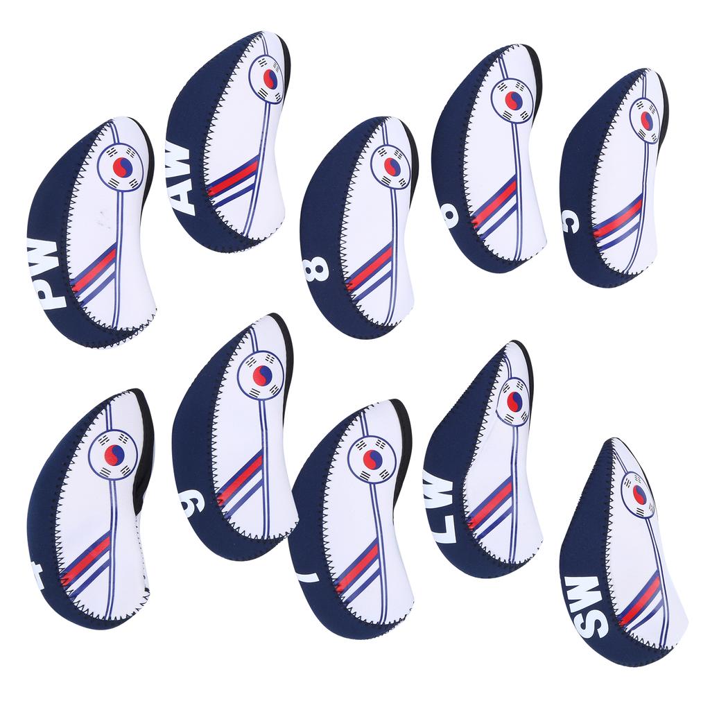 10 Stück Golfschläger Eisen Schlägerkopfhülle Schlägerende Schutz Korea Nationalflagge Farbmischung