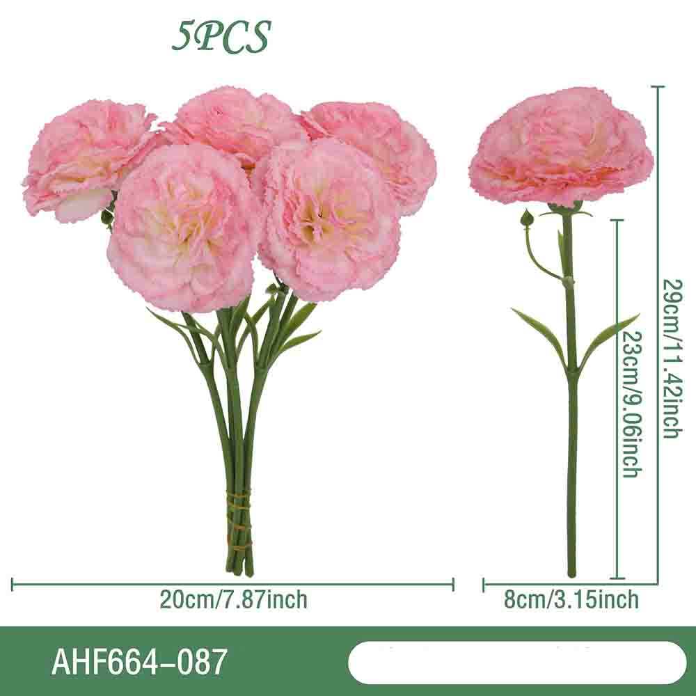 5Pc Moisturizing Latex Carnation Artificial Real Touch Silk Flower Mother's Day Bouquet Gift Wedding Home Party Decor Carnation