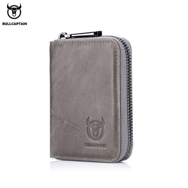 BULLCAPTAIN Leather Credit Card ID Card Holder Wallet Wallet Men Fashion Rfid Card Holder Wallet Business Card Holder Bag
