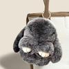 Handmade Soft Plush Bunny Keychain with Tin Box Fluffy Cute Bunny Pom Pom Charm Stuffed Animal Keyring for Easter Birthday Gift