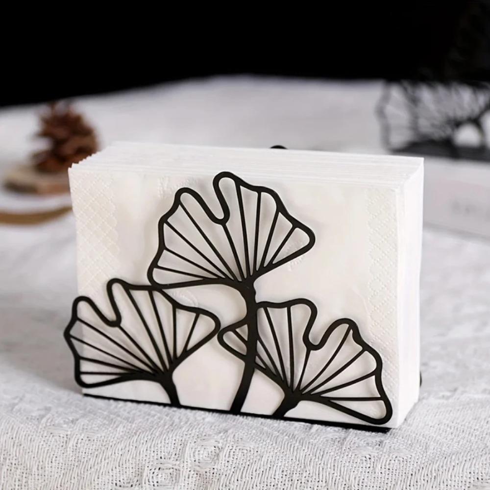 1PCS Tissue Holder C Metal Ginkgo Leaf Napkin HolderFor Restaurant Hotel Cafe Dining Table Vertical Square Towel Paper Holder Base