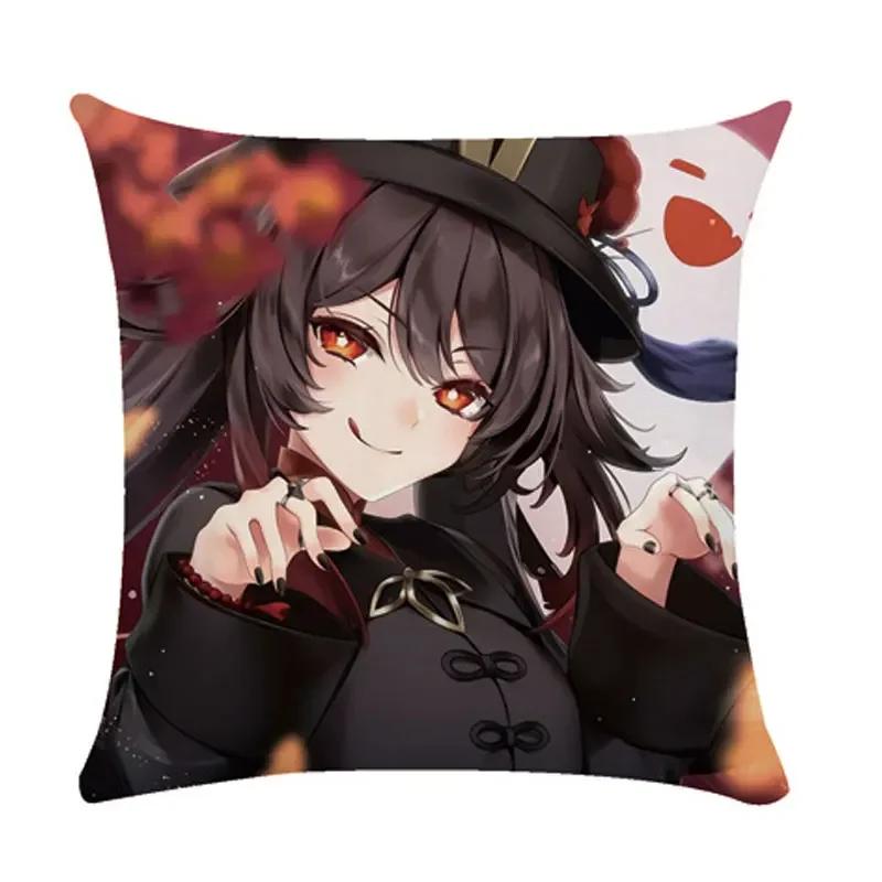 40/45/50cm Genshin Pillowcases Dormitory Sofa Bedside Cushion Cover Cartoon Anime Home Decor Throw Pillow Case