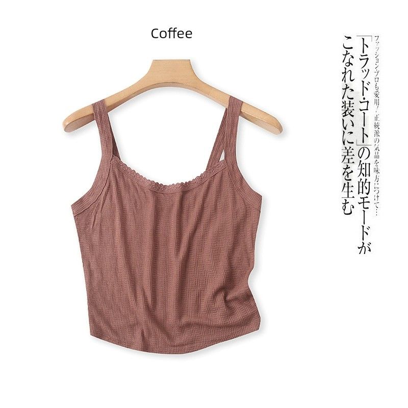 

Вязаное хлопковое нижнее белье майка лето новое поступление внешняя торговля женская одежда слим кружево короткая строчка майка 24396 Coffee B- 4-10-2 M