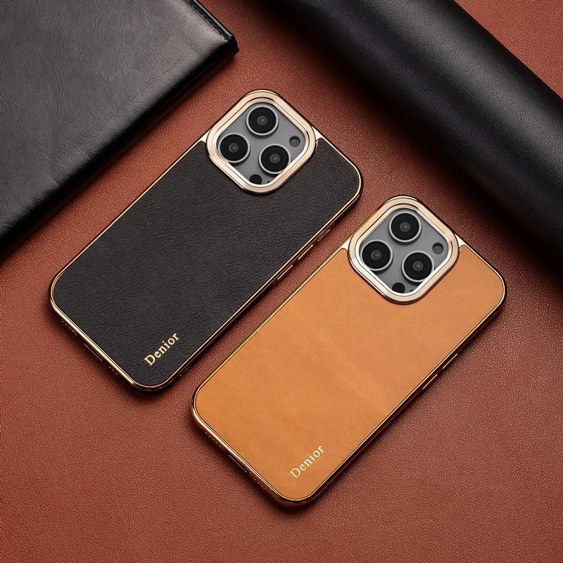 Luxury Leather Phone Case IPhone 16 15 14 13 12 Series Shockproof Full Coverage Business Cover
