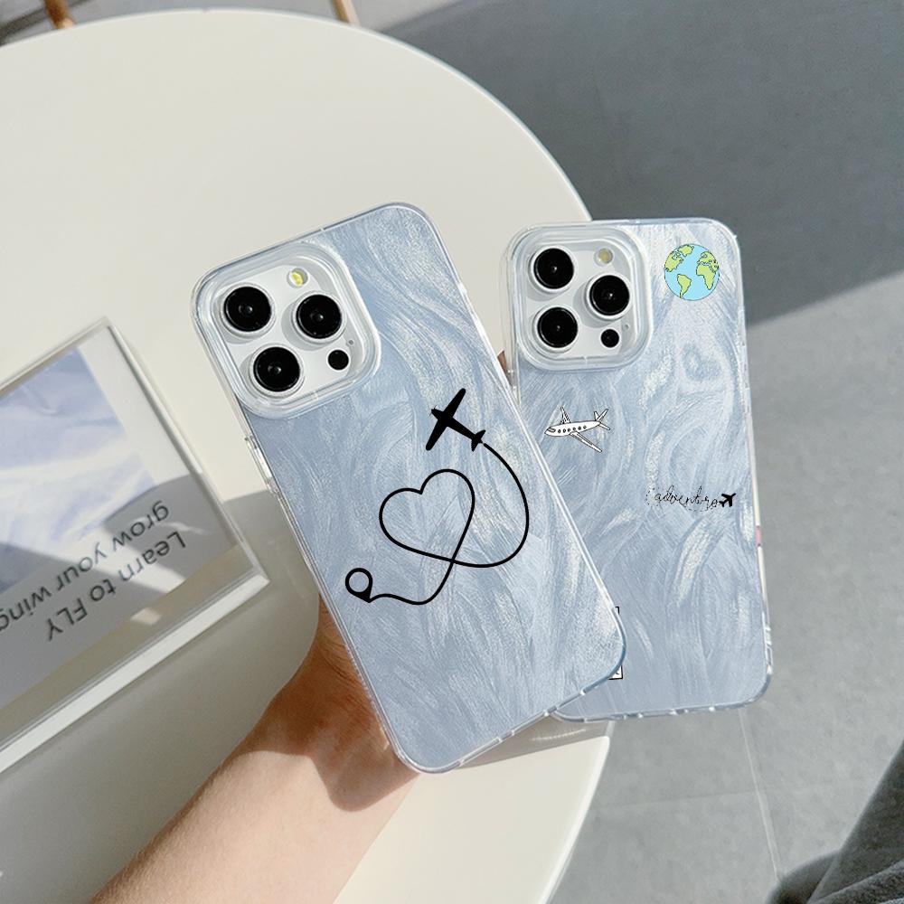 

Чехол N68 Airplane trajectory art с прозрачной рамкой для Samsung S25 iPhone 16 Pro Max Xiaomi Redmi Note 13 с текстурой перьев из шифона и серебряным покрытием for iPhone 6/6s