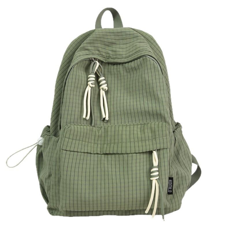 Schoolbag New Korean Version Ins High Value Fresh and Sweet Backpack Student Large Capacity Simple Casual Plaid Backpack Women