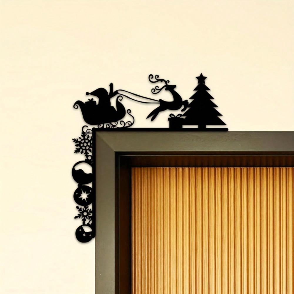 Wrought Iron Christmas Sleigh Wall Decor Home Door Frame Corner Art Ornament