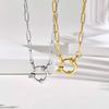 Vnox 2 Color Rectangular Chain 40cm Necklaces For Women, Stainless Steel Round Buckle Pendant, Metal Choker Neck Jewelry Gifts